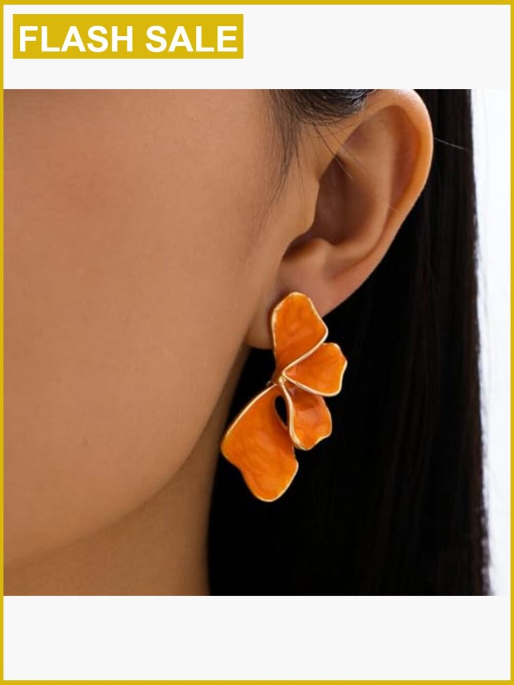 Statement Dangle Earrings Ginkgo Leaf Floral Chunky Large Irregular Petal - Picture 2 of 7